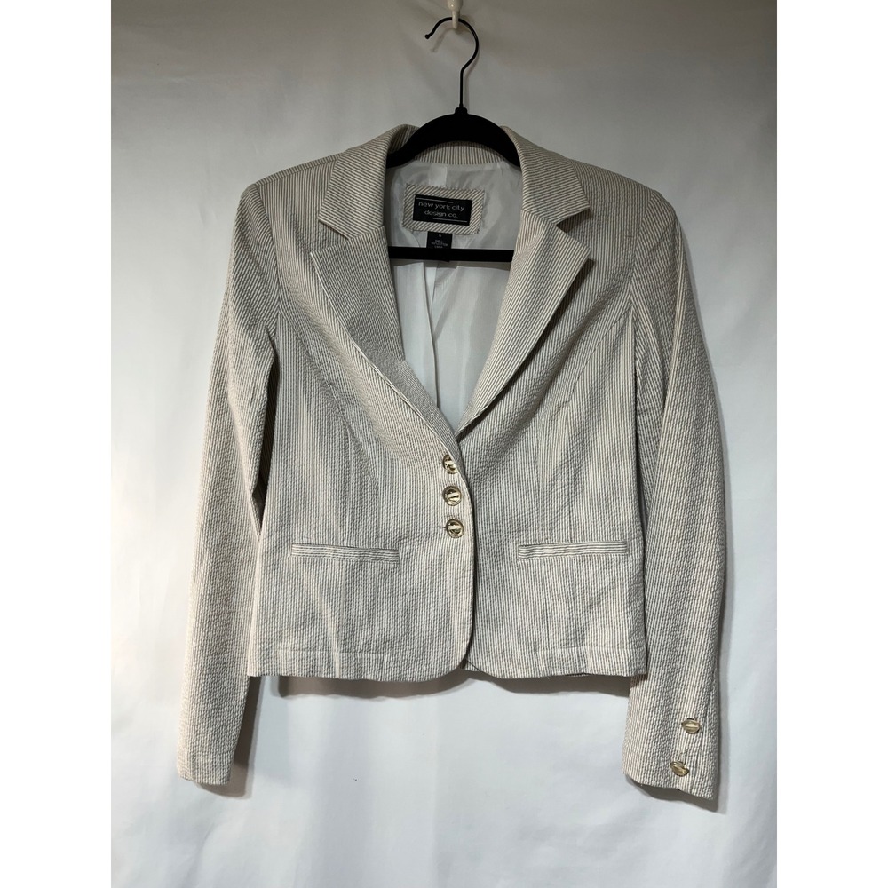 New York City Design Co. Women's Size 6 Striped Seersucker‎ Blazer Jacket